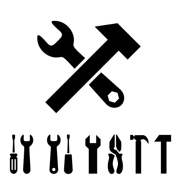 带有锤子的维修工具图标图片下载