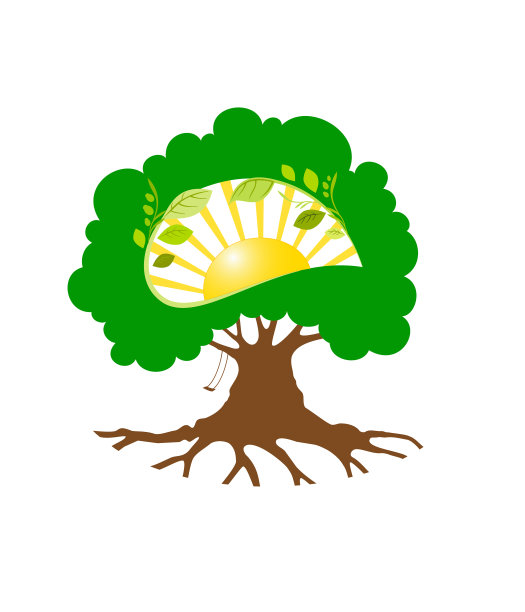 生态标志树与阳光内图片下载