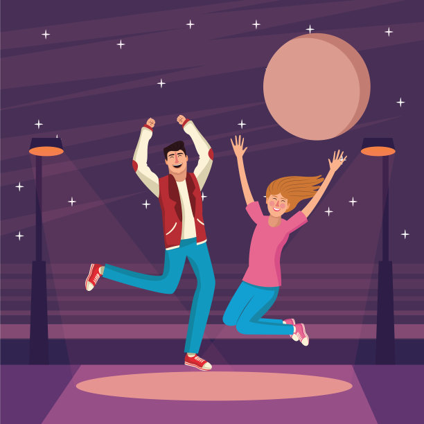 年轻人在城市的夜晚狂欢图片下载