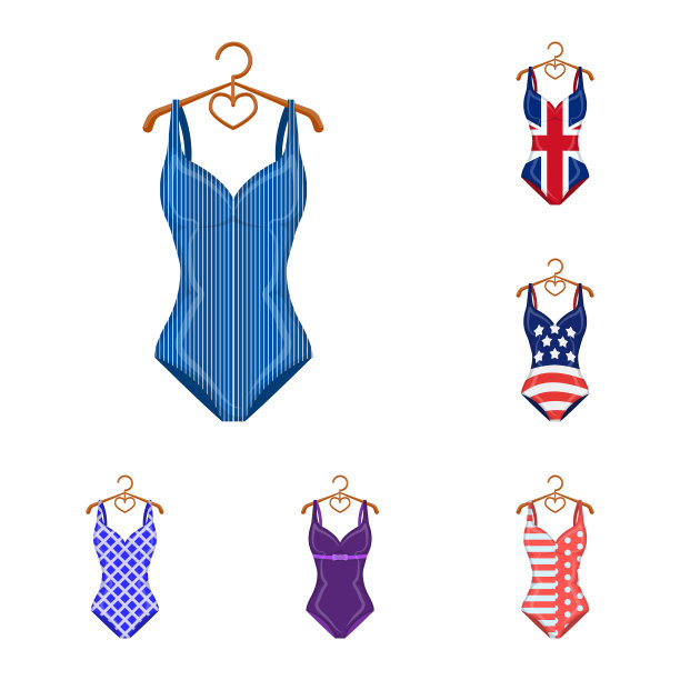 不同类型的泳衣卡通图标设置图片下载