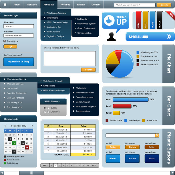网页设计元素模板是一套完整的网页设计元素图片下载