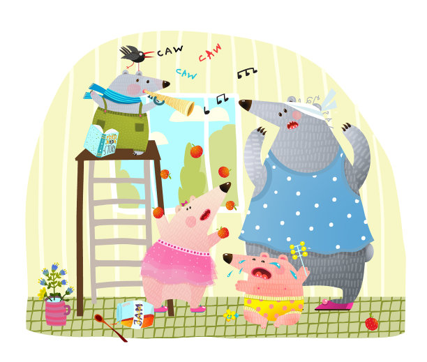 调皮吵闹的孩子和妈妈或保姆图片下载