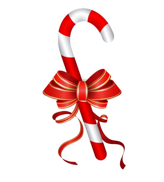 红色蝴蝶结的圣诞糖果手杖图片下载