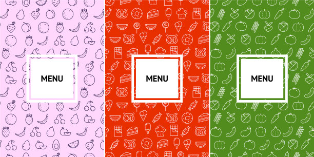 素食和咖啡馆菜单模式设计模板图片下载