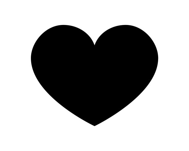 爱的心图标黑色剪影孤立上图片下载