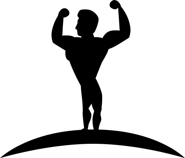 强壮的健美运动员剪影图标图片下载