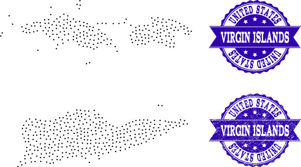 虚线地图的美属维尔京群岛和危难图片下载