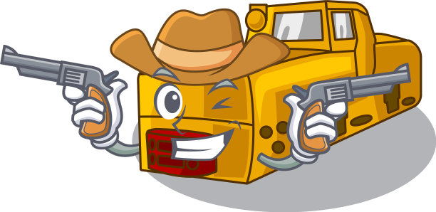 卡通造型的牛仔微型矿车图片下载