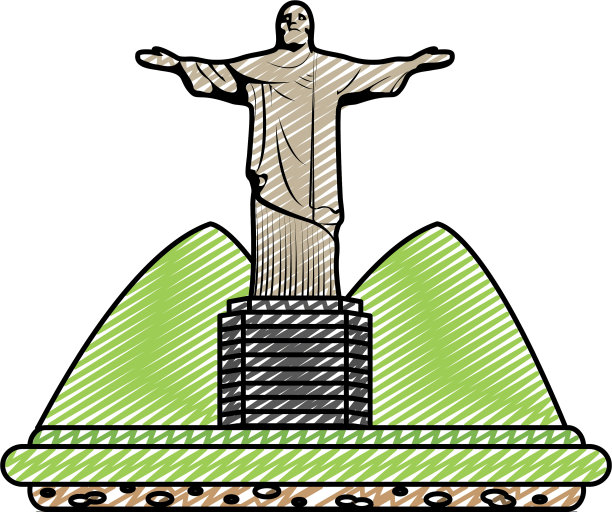 涂鸦cristo宗教雕像与山图片下载