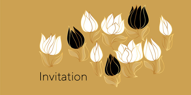 豪华装饰郁金香花明信片模板图片下载