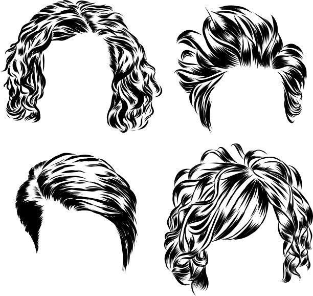 手绘一套不同的妇女的发型图片下载