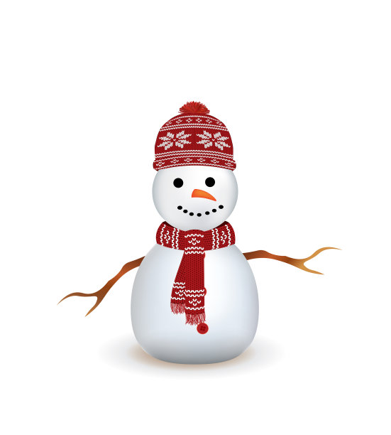 雪人用红色的针织围巾和帽子图片下载