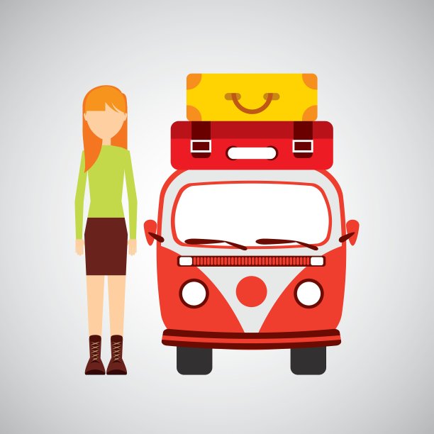 金发女孩复古露营车行李箱图片下载