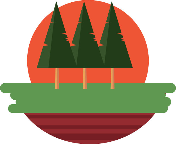 树木，森林，田野，地面，白色背景图片下载