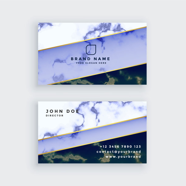 时尚的蓝色大理石名片设计图片下载