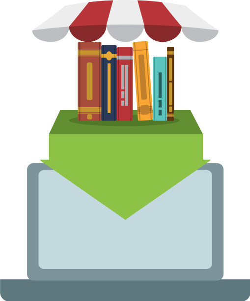 笔记本电脑与成堆的电子书技术图片下载