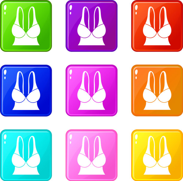 大运动文胸图标集9种颜色的集合图片下载