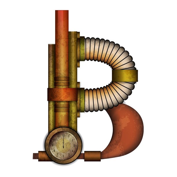 蒸汽朋克字母孤立在白色图片下载