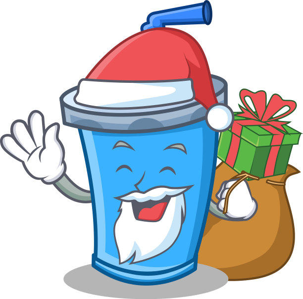 圣诞老人与礼物苏打饮料人物卡通图片下载
