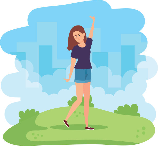 美丽的年轻女子在野外庆祝图片下载