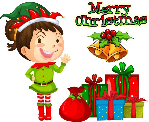 圣诞贺卡设计用小精灵和堆图片下载