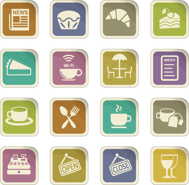 咖啡馆图标设置图片下载