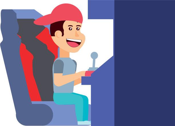 男孩玩复古游戏机图片下载