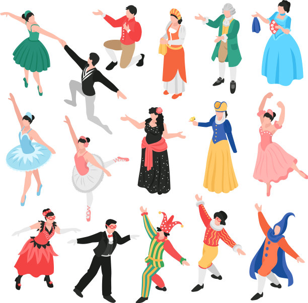 等距芭蕾舞者设置图片下载