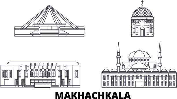 俄罗斯马哈奇卡拉线旅游天际线设置图片下载