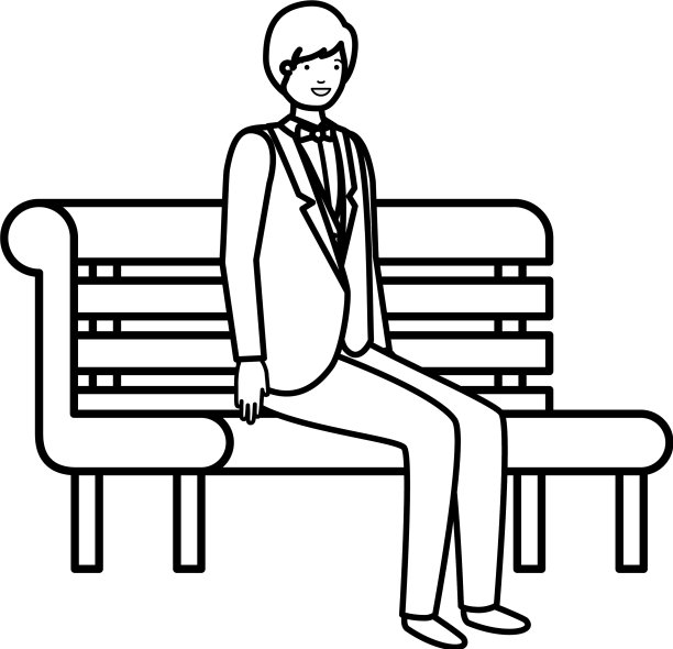 商人坐在公园椅子上的化身图片下载