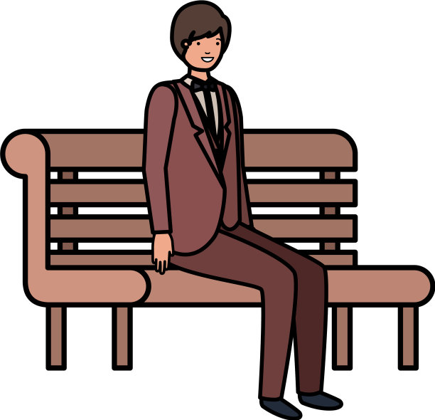 商人坐在公园椅子上的化身图片下载