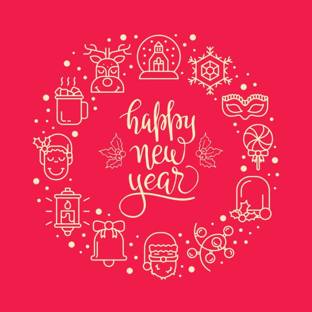 圣诞节背景与平面图标图片下载