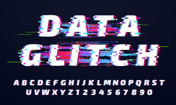 Glitch字体数字Glitch字母游戏图片下载