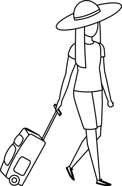 美丽的旅游女孩与手提箱性格图片下载