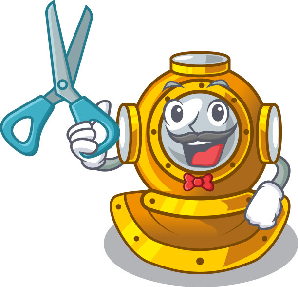 理发师头盔潜水吉祥物的形状图片下载