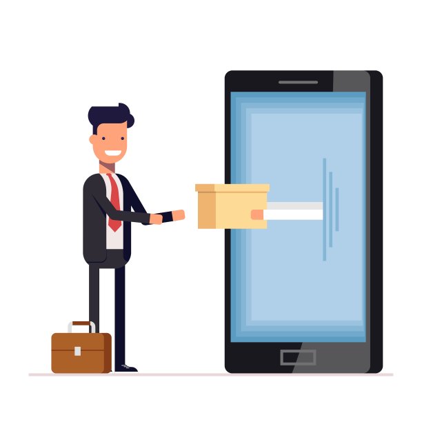 快乐的商人得到产品购买上图片下载