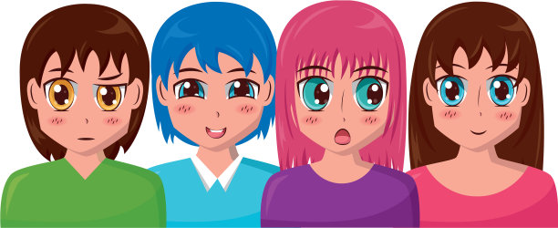 动漫女子团体漫画漫画图片下载