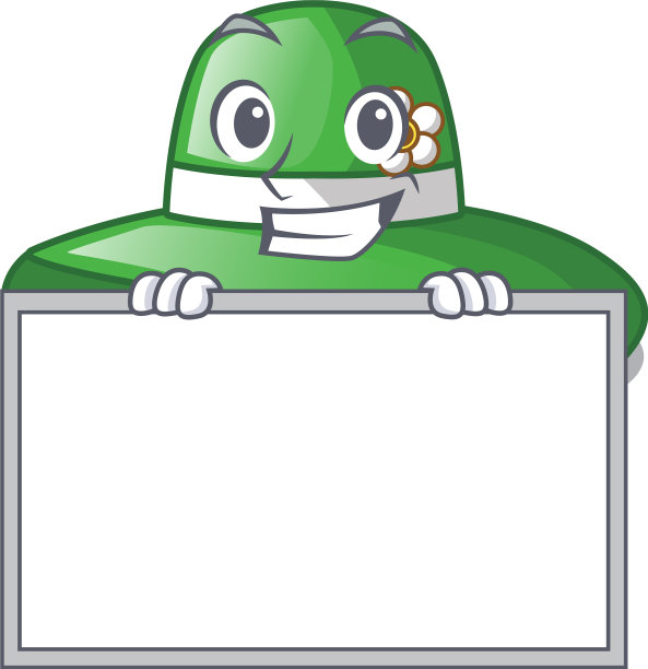 面带微笑的木板沙滩帽上面的木制卡通图片下载