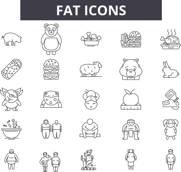 可编辑的网页和移动设计的胖线图标图片下载