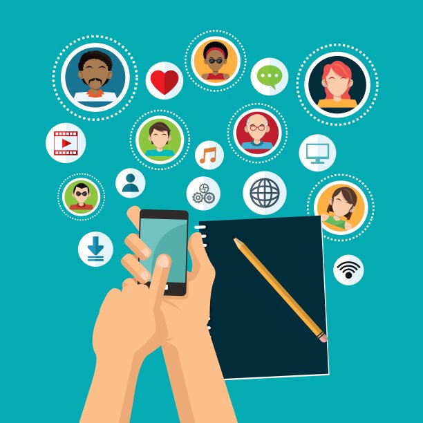 社交媒体和网络设计采用蓝色图片下载