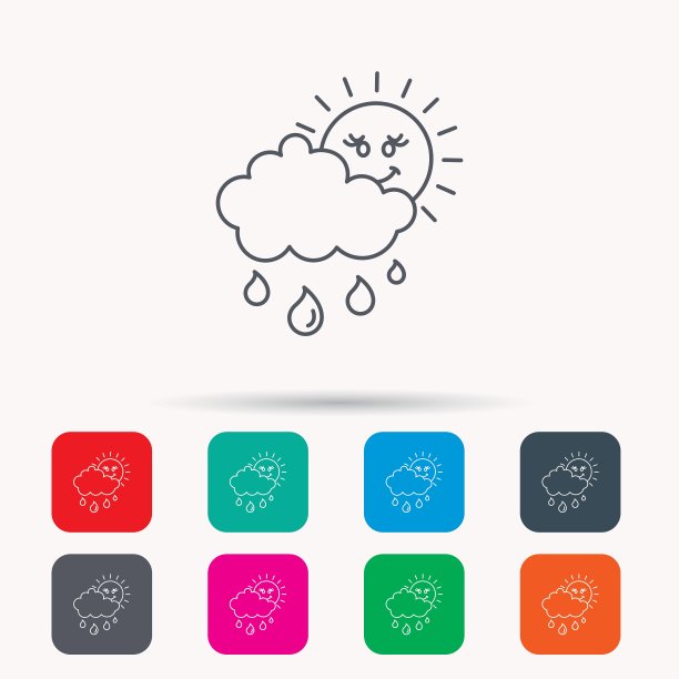 雨水滴云朵太阳图标。图片下载