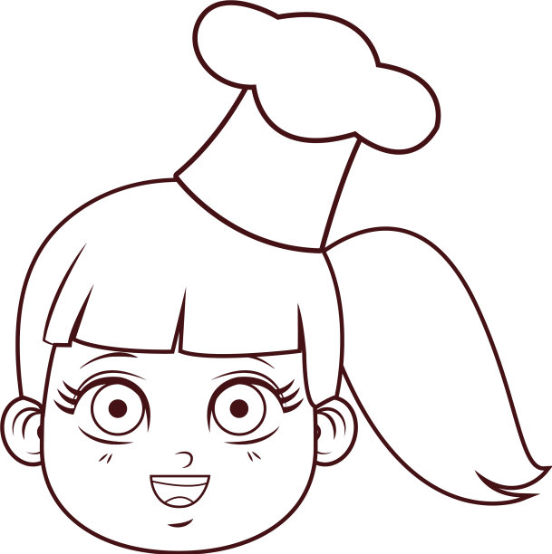 可爱的厨师女孩脸卡通图片下载