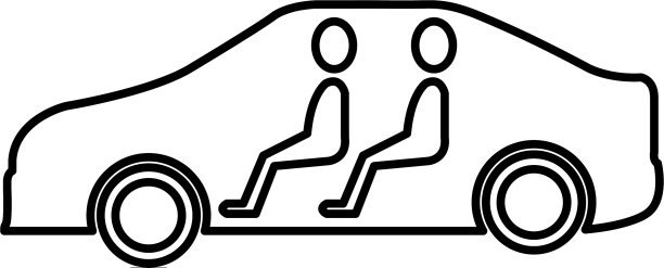 测试车辆的司机和乘客的剪影图片下载