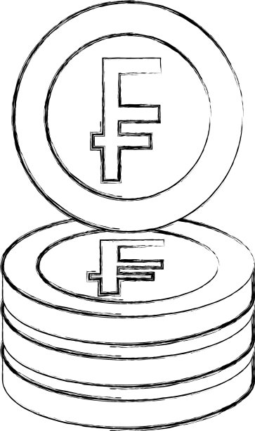 货币堆硬币法郎钱瑞士图片下载
