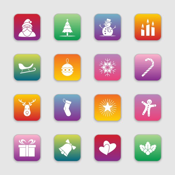 圣诞节和新年图标集图片下载