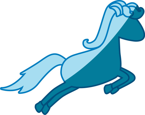 蓝色剪影的卡通无脸马跳图片下载