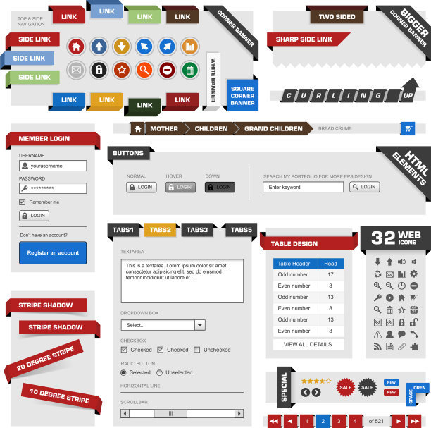 网页设计元素模板是一套网页设计元素图片下载