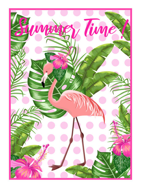 海滩派对火烈鸟的邀请函模板图片下载