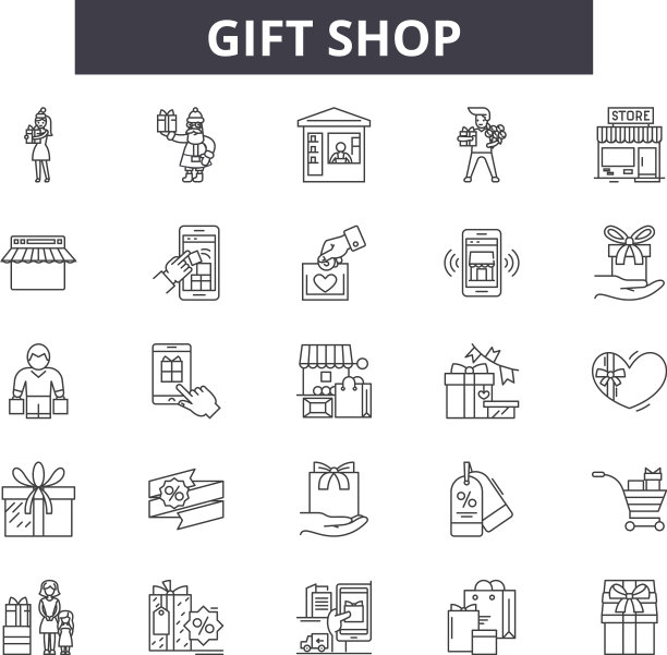 礼品商店系列图标为网页和移动设计图片下载