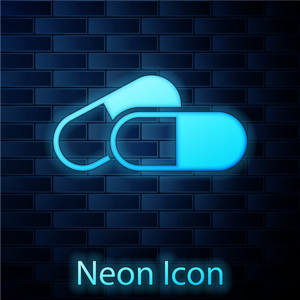 发光的霓虹药片或孤立的平板图标图片下载